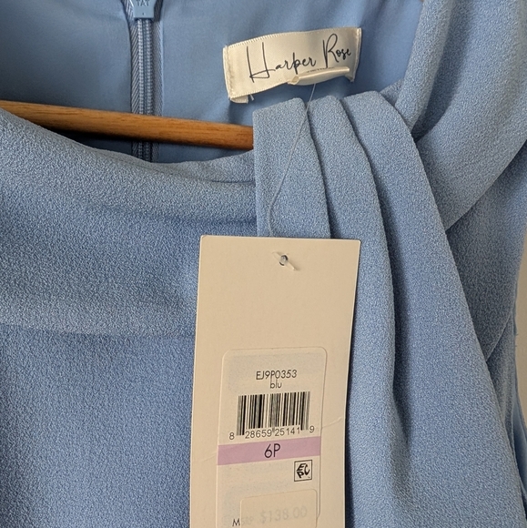 Harper Rose Tie Neck Sheath Dress Powder Blue 6 Small Petite Nordstrom Jackie O - Picture 4 of 5